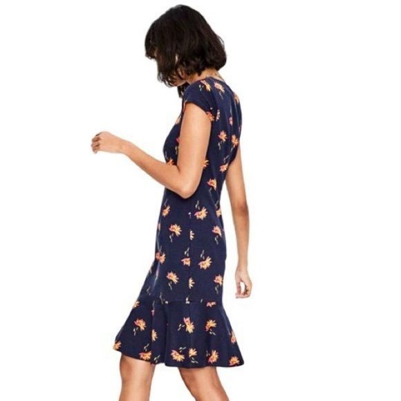 Boden Navy and Orange Floral Midi Dress - Picture 8 of 8